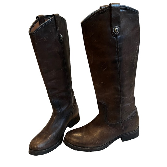 Frye Melissa Double Sole Button Lug Tall Leather Boot, Sz 6 - Picture 3 of 15